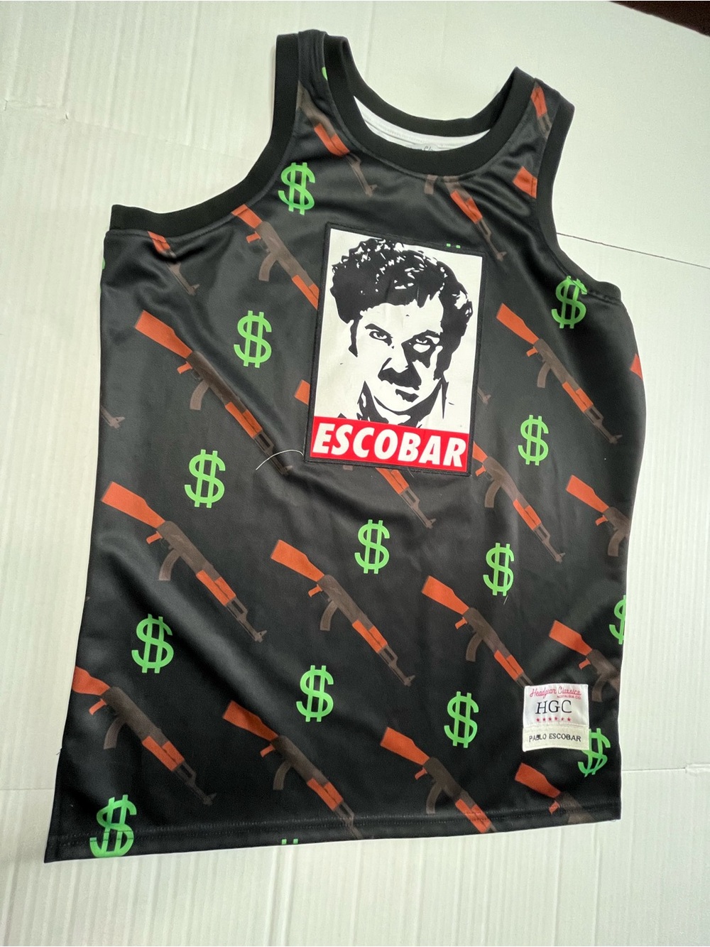 Headgear Classics Pablo Escobar Graphic Basketball Jersey Black Size xL